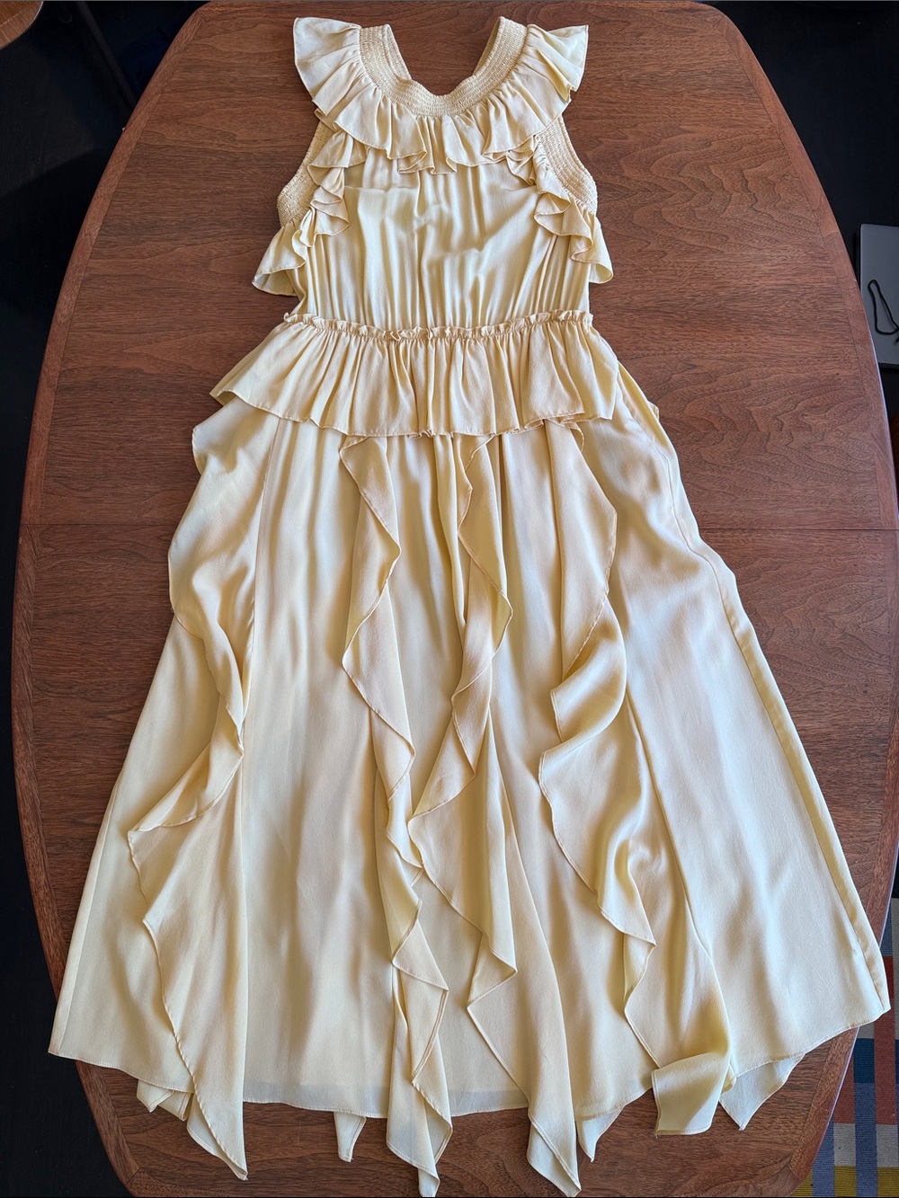 Ulla Johnson Pale Yellow Ruffle Maxi Dress - Picture 2 of 10